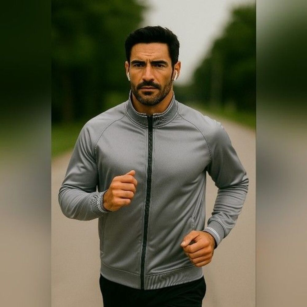 Russell Athletic Men’s XL Full Zip Track Jacket Gray Performance Warm-Up Stretch